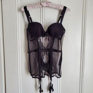 Victoria's Secret Black Bustier Merrywidow Lingerie